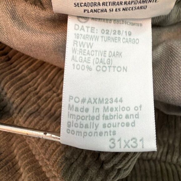 Adriano Goldschmied AG Turner Corduroy Cargo Loose Crop Pant Hunter Green 31x31 - Picture 8 of 10